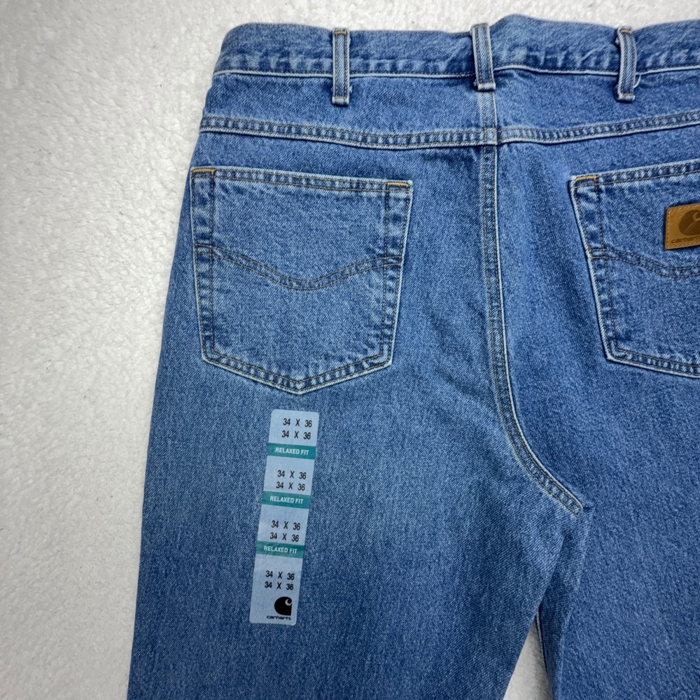 Carhartt Relaxed Fit Tapered Leg Denim Jeans Men 34x36 B17 STW Stonewash NWT NOS